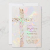 Invitation sainte croix motif opale baptême (Devant)