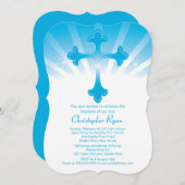 Invitation sainte de baptême de garçon croisé bleu (Devant / Derrière)
