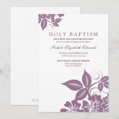 Invitation sainte florale de baptême de lavande (Devant / Derrière)