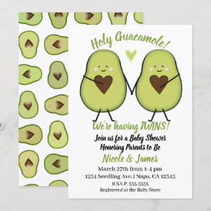 Invitation Sainte Guacamole Fête de Bébé au Cœur d'Avocat Jum