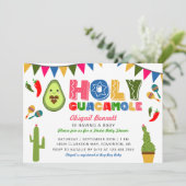 Invitation Sainte Guacamole Fiesta Baby shower Kawaii Avocado (Debout devant)