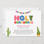 Invitation Sainte Guacamole Fiesta Baby shower Kawaii Avocado (Devant)