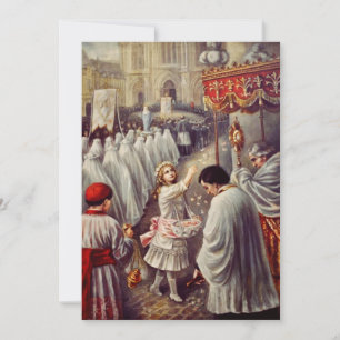 Invitation Sainte Thérèse jetant des roses Corpus Domini Beau
