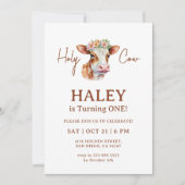 Invitation Sainte Vache Brun Chic Rustique 1er Anniversaire d (Devant)