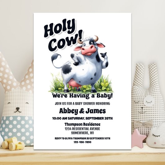 Invitation Sainte vache Nous avons un Baby shower