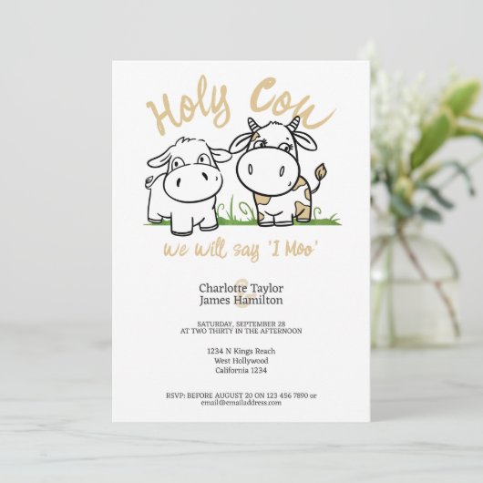 Invitation Sainte Vache Nous Dirons Je Moo Mariage (Debout devant)