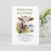 Invitation Sainte vache ! Vous êtes invité à un Anniversaire (Debout devant)