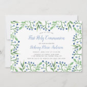 Invitation Saintes Communion Ou Confirmation Des Blueberries  (Devant)