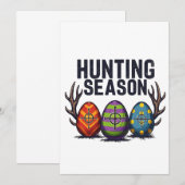 Invitation Saison Chasse Pâques Chasse Oeufs Drôle (Devant / Derrière)