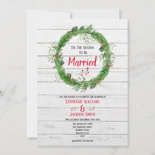 Invitation Saison de mariage | Mariage hivernal rustique en b (Devant)