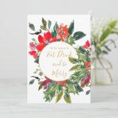 Invitation Saison de Noël Holly Wreath Gold (Debout devant)