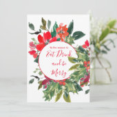 Invitation Saison de Noël Holly Wreath Red (Debout devant)