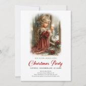 Invitation Saison des Fêtes Fille Mignonne Scène d (Devant)