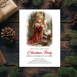 Invitation Saison des Fêtes Fille Mignonne Scène d