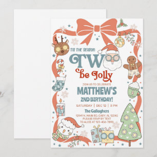 Invitation Saison DEUX être joyeux garçon Noël 2ème anniversa