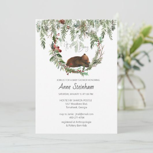 Invitation Saison d'hiver Bébé Garçon Douche (Debout devant)