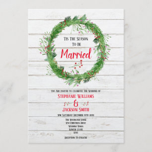 Invitation Saison pour être Marié Mariage hivernal en bois