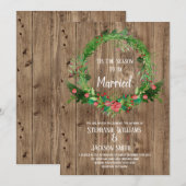Invitation Saison Rustic Barn Wood pour être marié Mariage (Devant / Derrière)