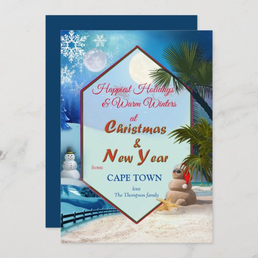 Invitation Saisons de vacances en hiver et en été (Devant / Derrière)