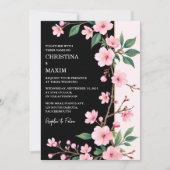 Invitation Sakura Blossom Jardin japonais Mariage foncé (Devant)