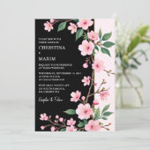 Invitation Sakura Blossom Jardin japonais Mariage foncé (Debout devant)