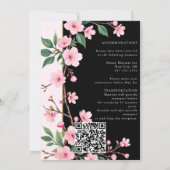 Invitation Sakura Blossom Jardin japonais Mariage foncé (Dos)