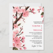 Invitation Sakura Blossom Un Pastel Mariage de la fête du jar (Devant)