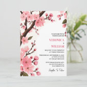 Invitation Sakura Blossom Un Pastel Mariage de la fête du jar (Debout devant)