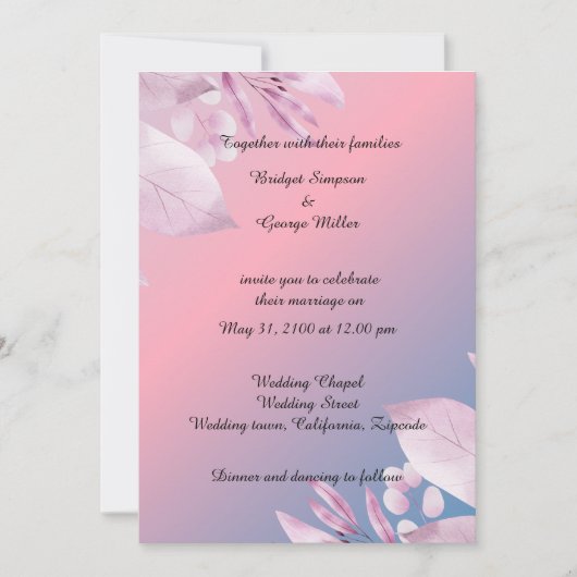 Invitation sakura en fleurs de cerisier pastel (Devant)