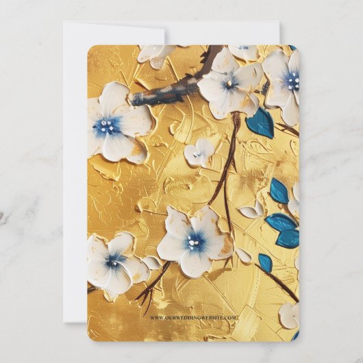 Invitation Sakura et Inséparables bleus sur le Mariage OR (Dos)
