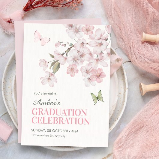 Invitation Sakura flowers bloom graduation