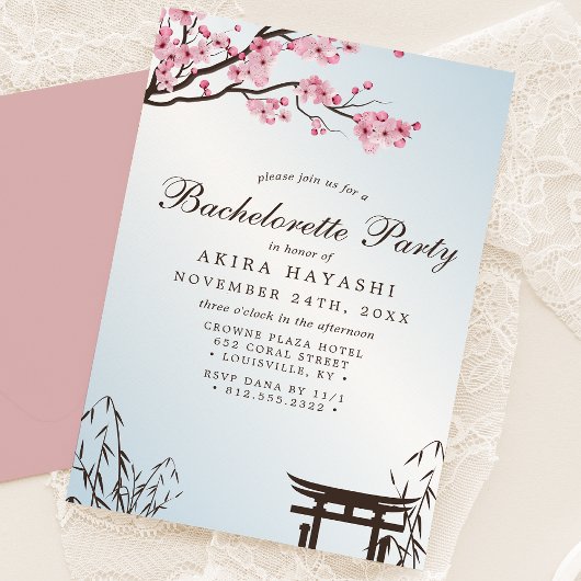 Invitation Sakura Japonaise Fleur de Cerisier Asiatique Bache
