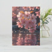 Invitation Sakura Rose Fleurit Sur L'Eau | Serene Spring Nat (Debout devant)