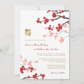 Invitation Sakura Rouge Double Bonheur Mariage Chinois (Dos)