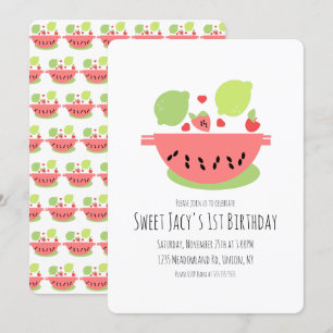 Invitation Salade de fruits d'anniversaire pastèque mignonne