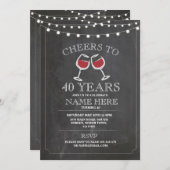 Invitation Salaire de dégustation de vin Chalk Anniversaire I (Devant / Derrière)