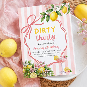 Invitation Sale de 30 ans de Pink Lemonade Bow Cocktail Lemon