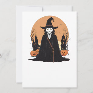 Invitation Sale mystique Chat noir avec Citrouille