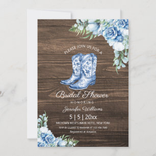 Invitation salle de bain de mariage bottes de cowgirl bleues