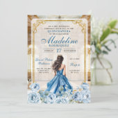 Invitation Salle de bal royale Dusty Blue Quinceanera (Debout devant)