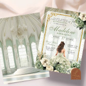 Invitation Salle de bal royale Sage Green Quinceañera