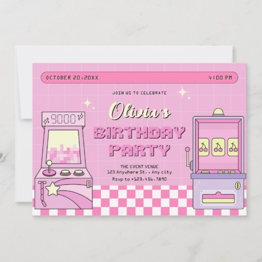 Invitation Salle de jeux rose  (Devant)