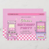 Invitation Salle de jeux rose  (Devant / Derrière)