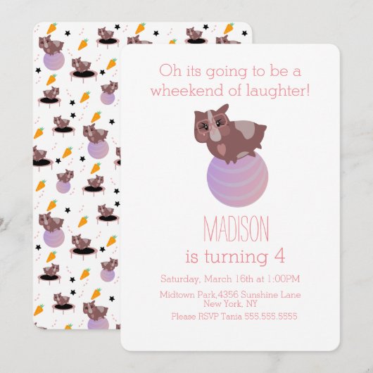 Invitation Salle de sport Guinea Pigs Fitness (Devant / Derrière)