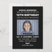 Invitation Salle d'évasion à thème de la prison, fête d'anniv (Devant)