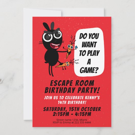 Invitation Salle d'évasion de charme Aventure d'anniversaire (Devant)