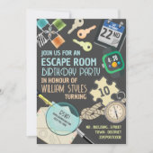 Invitation Salle d'évasion élégante, fête d'anniversaire (Devant)