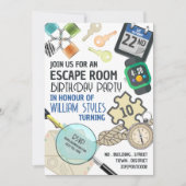 Invitation Salle d'évasion élégante, fête d'anniversaire (Devant)