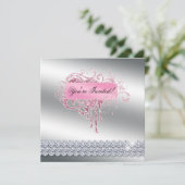 Invitation Salon à ongles élégant Parties scintillant rose Bl (Debout devant)