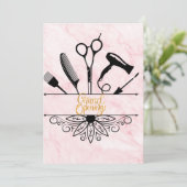 Invitation Salon de beauté en marbre rose Grand ouverture (Debout devant)